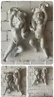 Lovely Pair Of Antique Italian White Glazed Porcelain Cherubs/Putti Wall Vases • £250