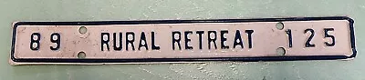 1989 Rural Retreat Virginia License Plate Town Tax Tag City #125 • $39.99