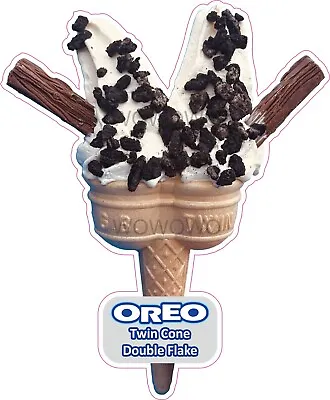 Ice Cream Van Sticker Twin Oreo Crumbs Cone With 2 Flakes Ice Cream Cafe Decals • £3.95