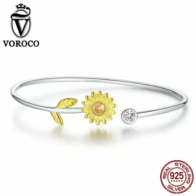 VOROCO S925 Sterling Silver Fresh Daisy Bracelet Chain Fit Women Girls Present • £21.60