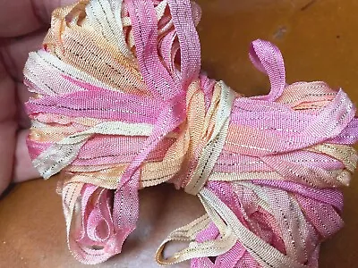 Curly Ribbon Hand Dyed Trim 1/4  Rayon Metallic Thread 3yds Made In USA • $5.79