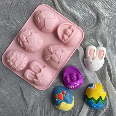 Easter Egg Silicone Mould Chocolate Wax Melt Soap Jelly Ice Mould Baking Cutter • £5.99