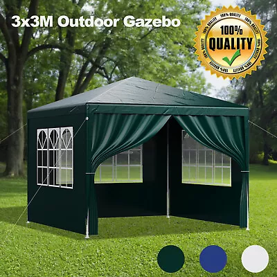 New Gazebo With Sides Garden Marquee Awning Beach Party Camping Tent Canopy 3x3m • £50.49