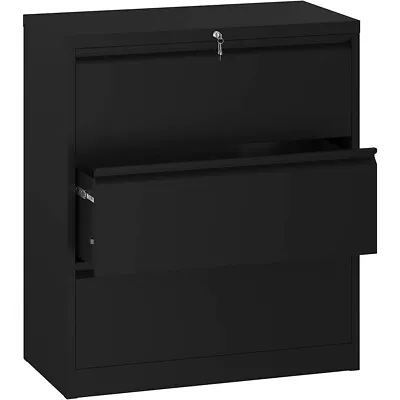 $246.99 • Buy Metal Lateral File Cabinet 3 Drawer Lockable Stainless Steel Storage Organizer