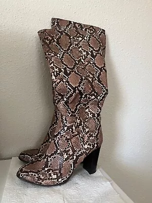 Women's Brandee Snake Print Knee High Tall Fashion Boot Size 6 1/2 Brown • $12