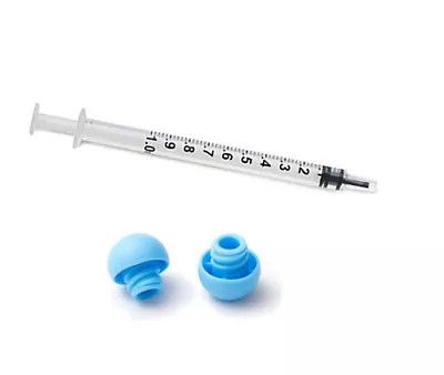 1ml  Oral Syringes With End Caps - 50 White Syringes 50 BLUE Caps (No Needles) • $22.59