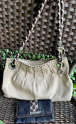 BRIGHTON BARETTA Dual Colored Straps MGPPB Pleated & Stitched Handbag Wallet SET • $99.99