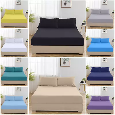 $19.99 • Buy Ultra Soft Fitted Sheet Set Pillowcase King Single/Double/Queen/King Bed 2000TC