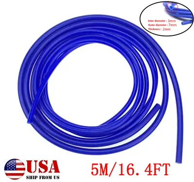 3mm(1/8 ) Blue Universal Car Silicone Air Vacuum Hose/Line/Pipe/Tube 16.4Ft/5M • $18.13