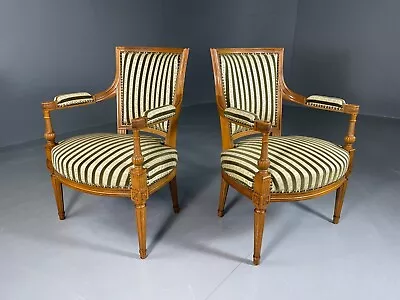 EB6575 Two Vintage Danish Open Armchairs Empire Style Harwood Green Antique VCLO • £475