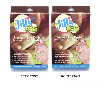 Dr Jill's Gel Hammer Toe Cushions With Adjustable Loop Crest Pad Left & Right • $23.99
