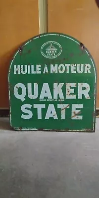 Quaker State Sign Thumbstone Motor Oil Gas Advertisement / As Found! • $182.07