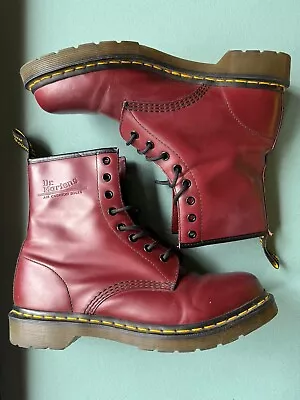 Doc Martens Air Wair 11821 Combat Women’s Boots Size 11 Maroon Red Leather 1460 • $51