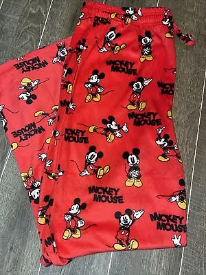 Mickey Mouse Mens Lounge Pants XL Red Soft Plush Disney Drawing EUC • $12.99