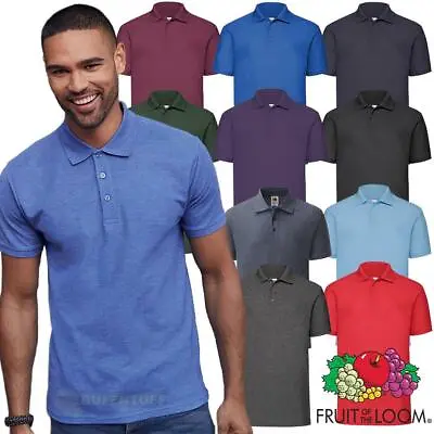 £8.80 • Buy Fruit Of The Loom 65/35 Polo Shirts Mens Plain Tee T Shirt | All Colours | S-5XL
