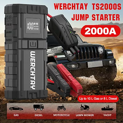 WERCHTAY Jump Starter 2000A Portable 12 Volt Car Battery Heavy Duty High Booster • $86