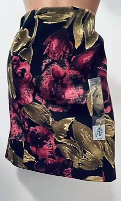 NWT Simply VERA WANG Ponte Multi-colored Floral Skirt Elastic Waist Women's Med • $18.99