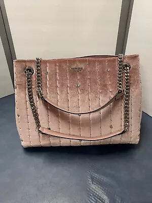 Victoria’s Secret Pink Blush Velvet Rhinestones Silver Chain Large Tote Bag • $30