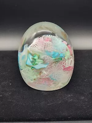 MURANO ITALY Tutti Frutti PAPERWEIGHT Zanfirico Twisted Filigree Gold Aventurine • $40