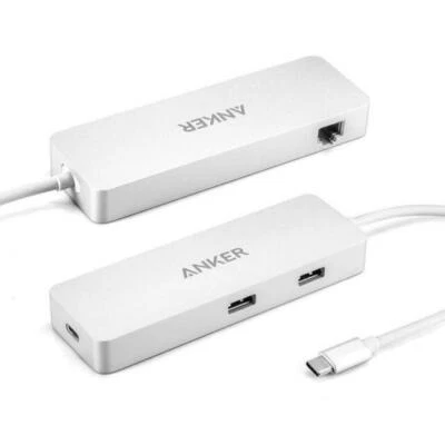 $94.50 • Buy Anker A8302H41 Premium USB-C Hub With Ethernet And Power Delivery - Silver