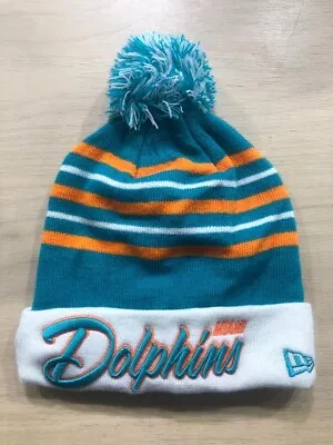 Nfl New Era  Miami Dolphins Cuffed Winter Knit Pom Beanie One Size • $22