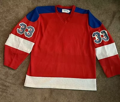 VTG Alpha Sportswear Hockey Sweater Jersey  Sz XXL Red White Blue Mesh #33 *READ • $14.99