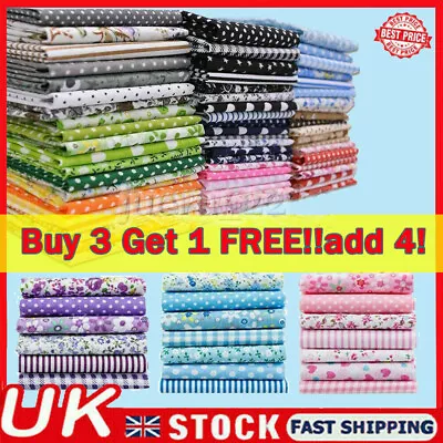 £2.88 • Buy 7x 100% COTTON FABRIC BUNDLES LARGE REMNANTS SQUARES PATCHWORK QUILTING MATERIAL