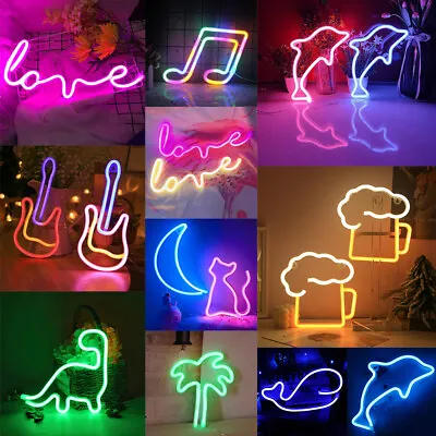 Neon Sign Light LED Wall Night Art Decor For Kids Bedroom Xmas Home Party Lamp • £11.39