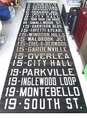 Vintage Baltimore Transit Trolley Destination Route Roll Sign Camden Station MD • $950