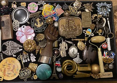 Lot Collection Of Assorted Vintage Miscellaneous Buttons Pins Pinbacks Junk Asst • $22