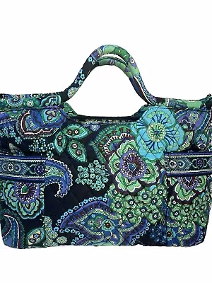 Vera Bradley Blue Rhapsody Gabby Handbag Purse Floral Pockets Cotton Quilted • $19.50