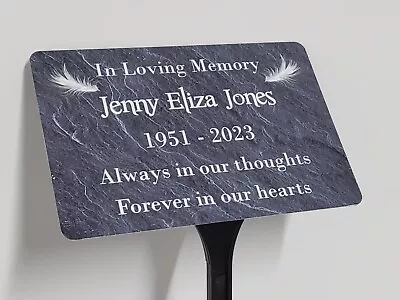 Personalised Metal Memorial Plaque Grave Tree Marker Remembrance Stake Feather • £14.90