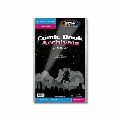 1 Pack Of 50 New BCW Current Comic Book ARCHIVALS - 2 Mil Mylar Bags - Acid Free • $24.99