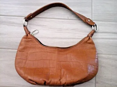 $40 • Buy Sigrid Olsen Cognac Brown Genuine Leather Shoulder Hobo Handbag  Size M   6x10x3