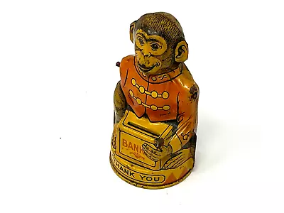 J Chein Vintage Mechanical Monkey Bank Tin Litho • $49.99