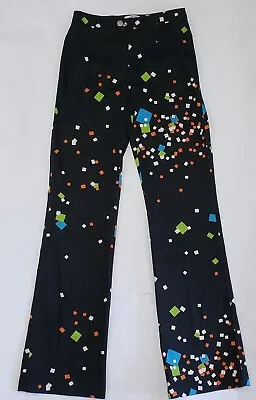 MOSCHINO Jeans Black Confetti Stretch Flare Pants Woman's Size 4 /XS VTG • $100