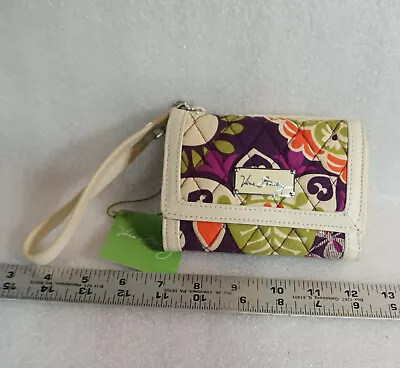 Vera Bradley Plum Crazy Wristlet Wallet Case Small Purse Zip Coin Pouch • $12