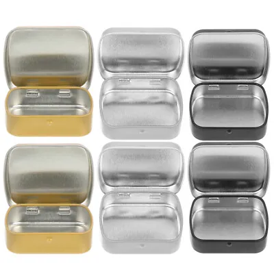 6pcs Tin Box Small Metal Container Objects Organizer Storage With Hinge Lids New • $10.39