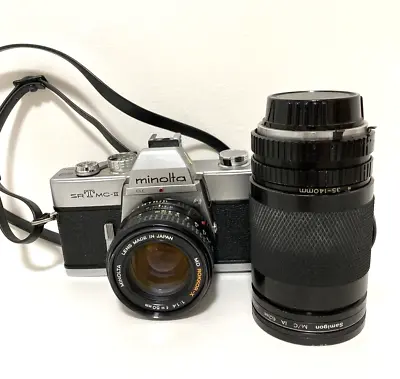 Minolta SRT MC II Camera Rikkor-X 50mm 1:14 And Soligor Zoom Macro 35-140 Lens • $59.97