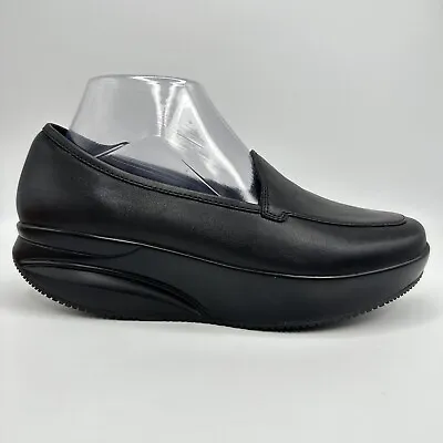 MBT Black Leather Slip On Oxford Loafer Shoe Women 8-8.5 US EUR 39 • $70.56