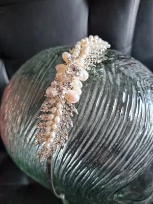 £9.99 • Buy Ladies Silver Metal Jewelled Gems Hair Band Headband Prom Bridesmaid Wedding Box