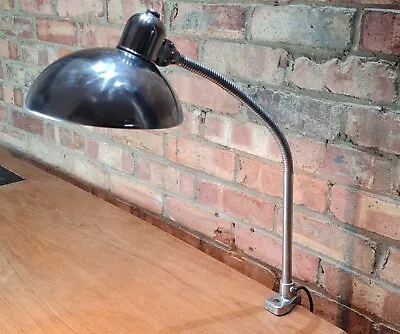 Vintage Bauhaus Industrial Gooseneck Lamp By Kaiser Idell With Clamp Base • $308.65