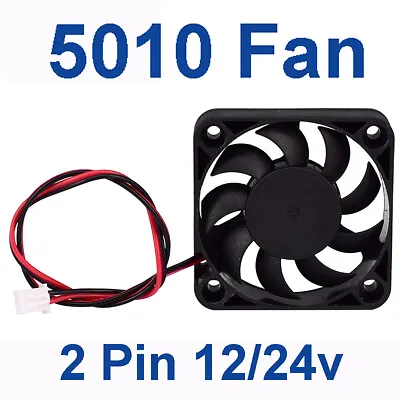 5010 Fan 5cm 50mm X 50mm Mini Square Brushless Cooling Fan 12v 24v Dc 2 Pin DIY • £1.38