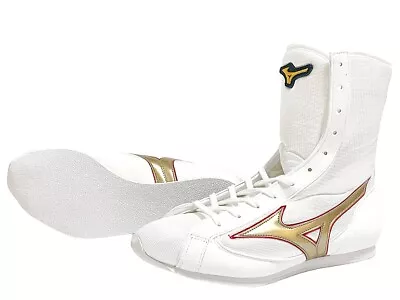 MIZUNO Boxing Shoes Finisher MID White Gold Line US 8.5 ( 26.5 Cm ) NEW Suede • $690.71