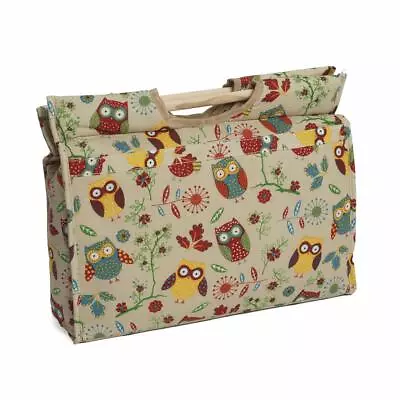 HobbyGift Knitting Craft Bag With Wooden Handles - Owl Design • £15.99