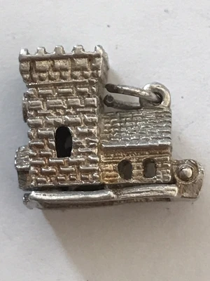 £10 • Buy Vintage Sterling Silver Church Opens Enamelled Inside Bracelet Charm 3.6g