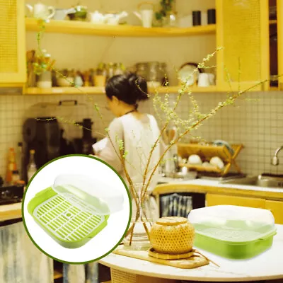 Microwave Rectangle Practical Reusable Steamer For Vegetables Meat Fish • £14.59