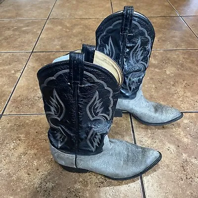 Vintage Tony Lama Exotic Lizard Boots El Paso USA Size 9.5 D Leather Black Grey • $69.95