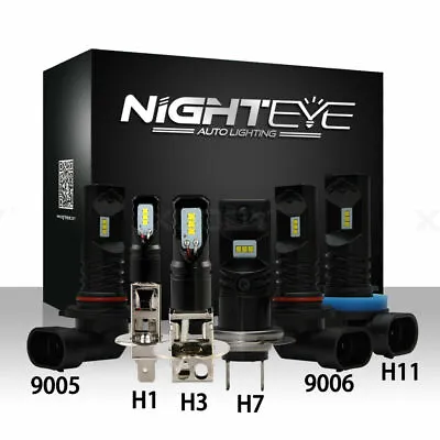 Nighteye T10 H1 H3 H7 H11 9005 9006 LED Fog Light Bulbs 1600LM 160W 6000K UK • £7.99