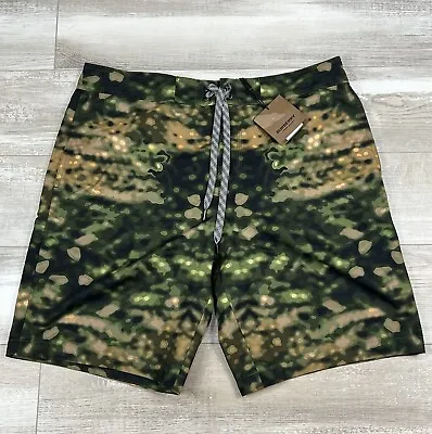 $480 Mens Authentic Burberry Breton Camo Print Swim Trunks/Shorts Fern Green L • $327